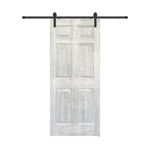 36 in. x 80 in. Weather Gray Panel Interior Sliding Barn Door with Hardware Kit