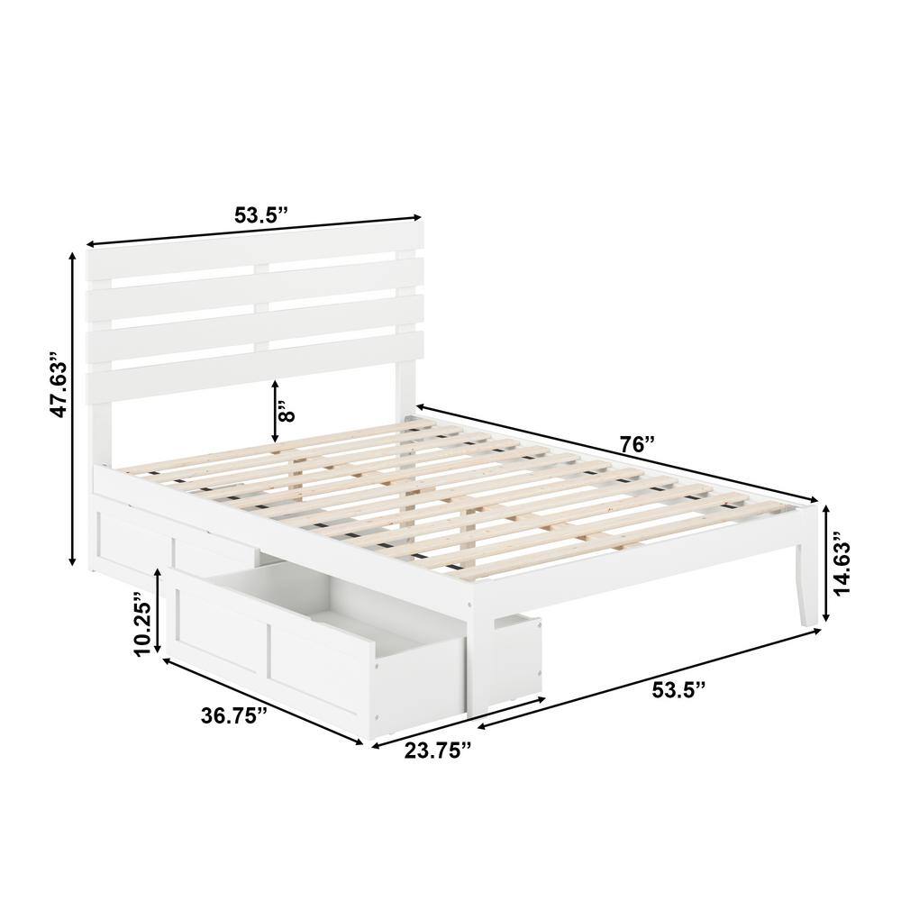 White Full Captain's Bed with Storage Drawers and USB Charger