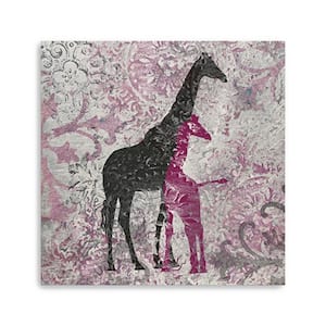 Pink Exotic Pink Giraffes by Katrina Craven 1-piece Giclee Unframed Animal Art Print 30 in. x 30 in
