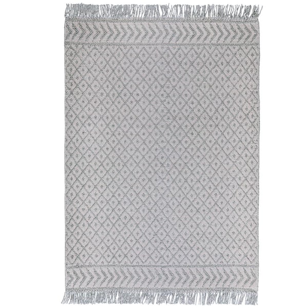 Simpli Home Millow Silver 6 ft. x 9 ft. Rectangle Solid Pattern Wool Polyester Cotton Runner Rug