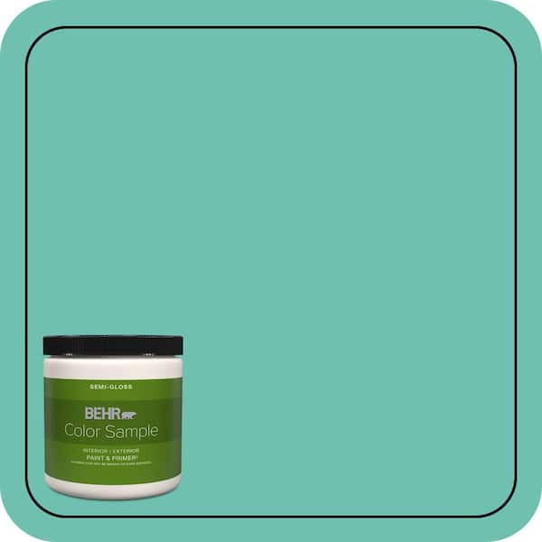 BEHR PREMIUM PLUS 8 oz. #P440-4 March Aquamarine Semi-Gloss Interior/Exterior Paint & Primer Color Sample