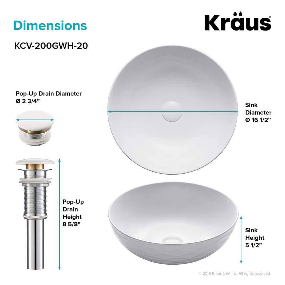 Modern Round Grey Ceramic Vessel Bathroom Sink, 16.5" with Pop-Up Drain