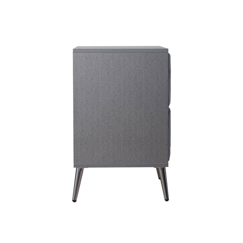 Gray MDF and Paper Laminate 2-Drawer Nightstand