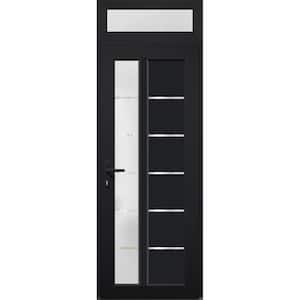 8088 36 in. W. x 94 in. Right-hand/Inswing Frosted Glass Black Metal-Plastic Steel Prehung Front Door with Hardware