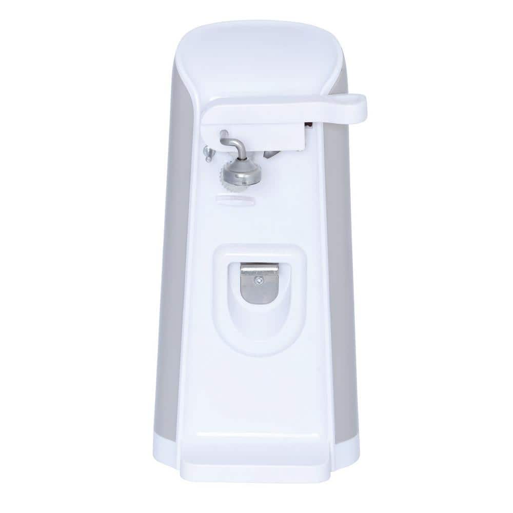 White and Gray Tall Electric Can Opener with Bottle Opener