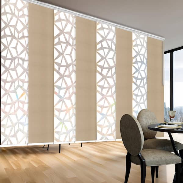 EMOH Icy Coast 130 in. - 175 in. W x 94 in. L Adjustable 8- Panel White Double Rail Panel Track with 23.5 in. Slates
