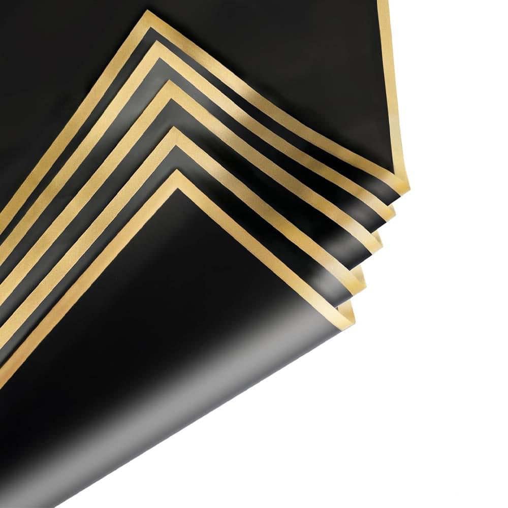 Floral Wrapping Paper Waterproof Bouquet Packaging 22.8 x 22.8 in. Black with Gold Edge 20 Sheets for Gifts and Bouquets price history on PriceWatchPro