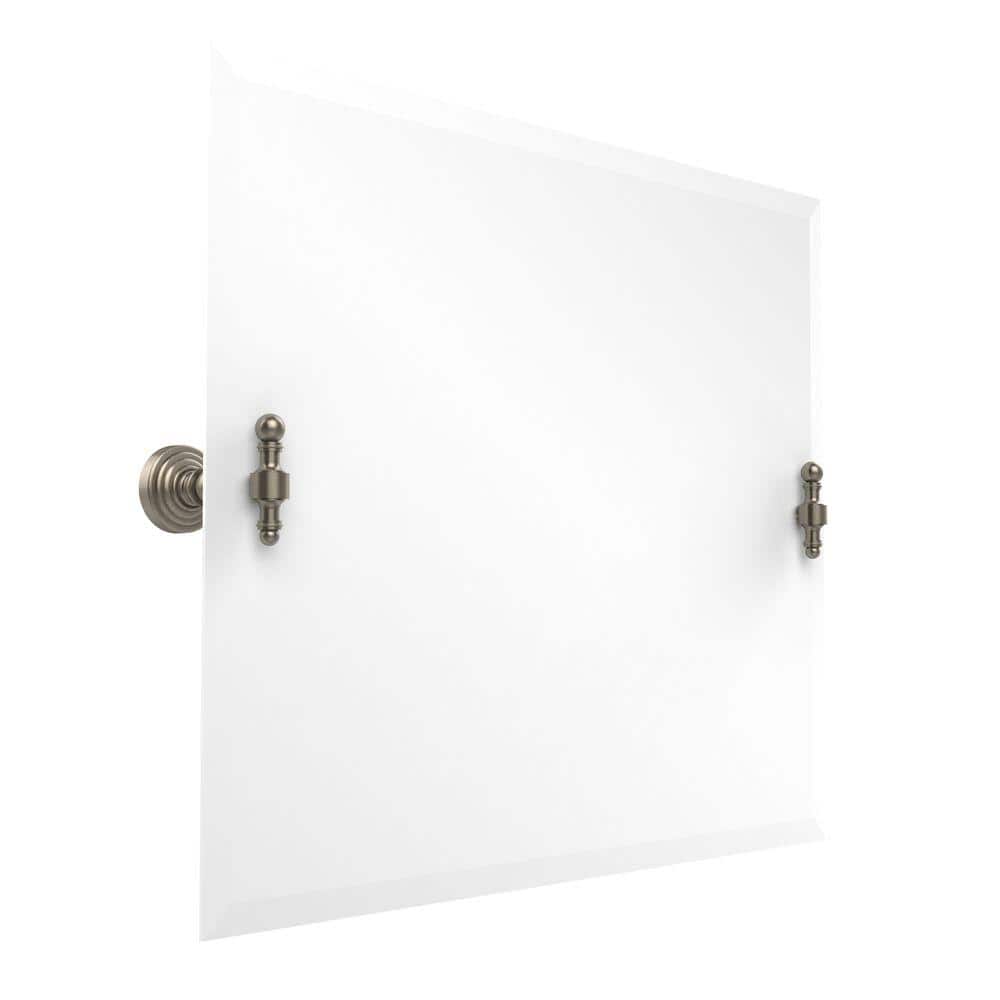 Allied Brass Retro-Wave Collection 26 in. x 21 in. Rectangular Landscape  Single Tilt Mirror with Beveled Edge in Antique Pewter RW-93-PEW The Home  Depot