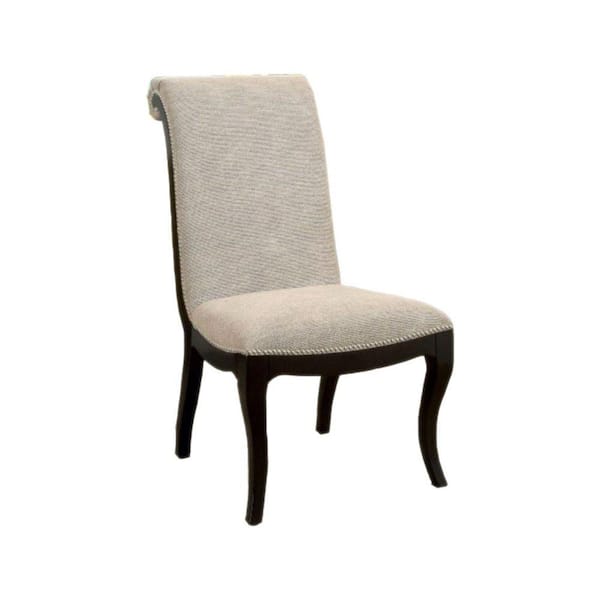 Benjara 43.63 in. H Gray and Black Fabric Upholstered Wooden Side Chair (Set of 2)