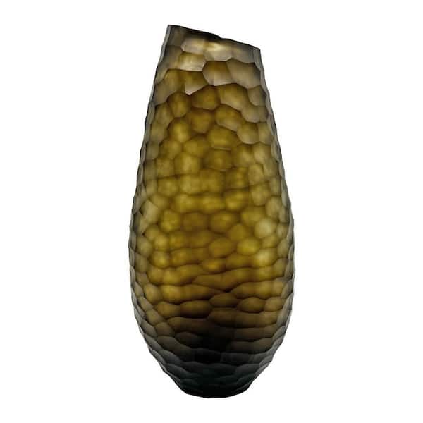 16" Decorative Brown Textured Bud Glass Vase