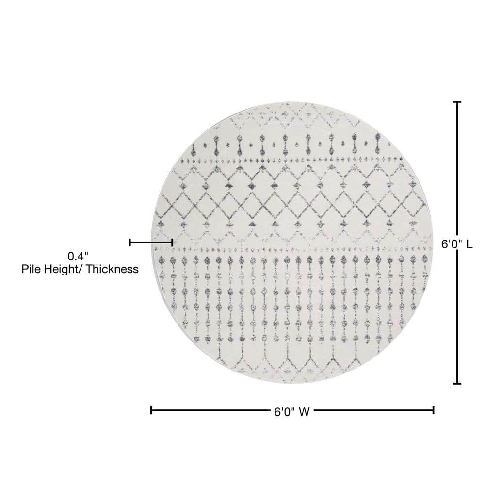 Handmade Geometric Round Synthetic Gray Rug - 6 ft