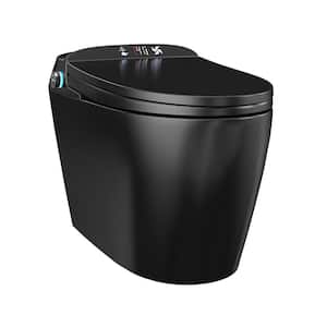 Elongated Smart Bidet Toilet 1.28 GPF in Matte Black with Auto Open, Auto Close, Auto Flush, and Heated Seat