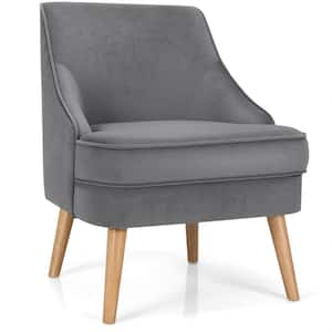 Grey Velvet Single Sofa Chair