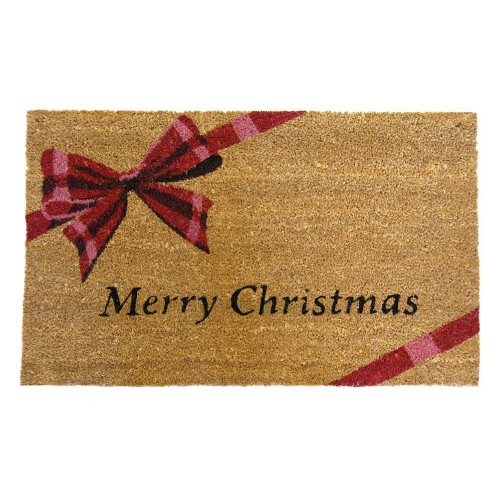 Christmas, Season of Giving Christmas Wreath Doormat 18 X 30, Outdoor/indoor,  Heavy Duty Recycled Rubber, Non-slip Backing, Winter 