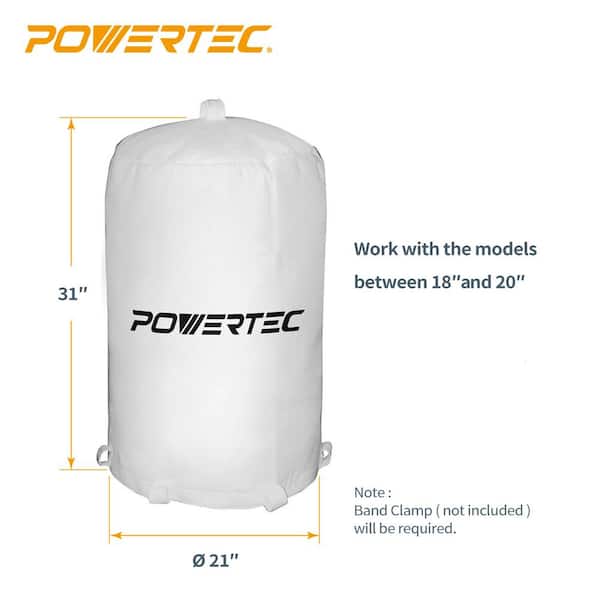 POWERTEC 70001 Dust Collector Bag 20-Inch x 31-Inch 1 Micron 