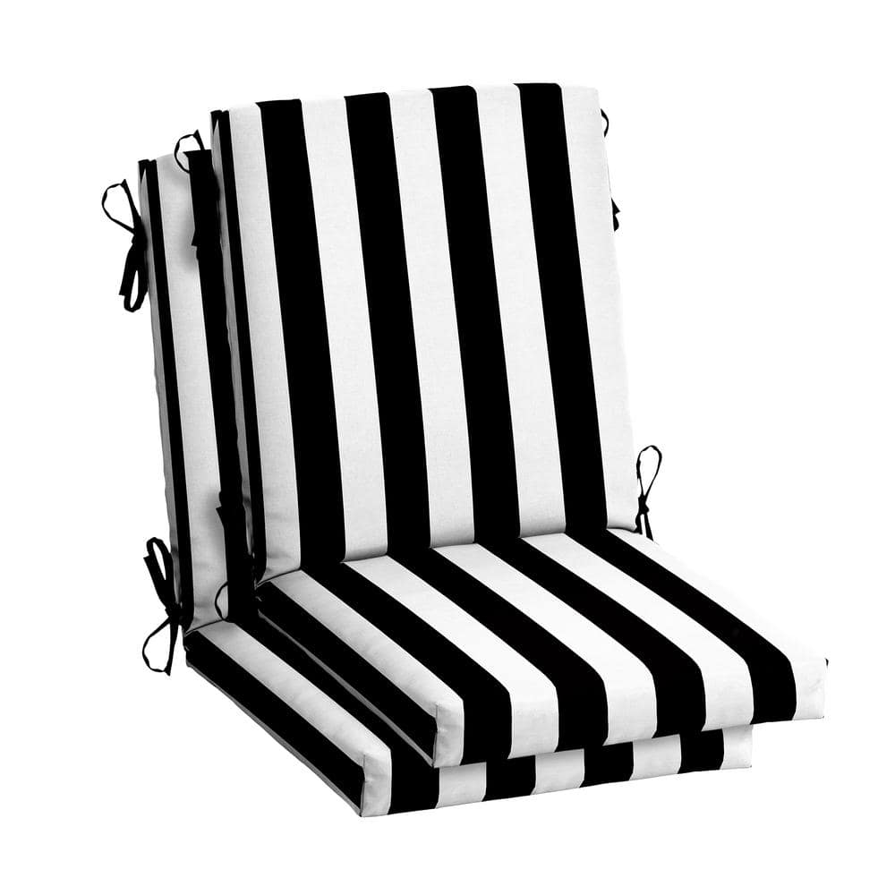 Black Villa Stripe Chair Cushion - World Market