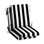 20 in.x 24 in. Outdoor High Back Dining Chair Cushion in Black Cabana Stripe (2-Pack)