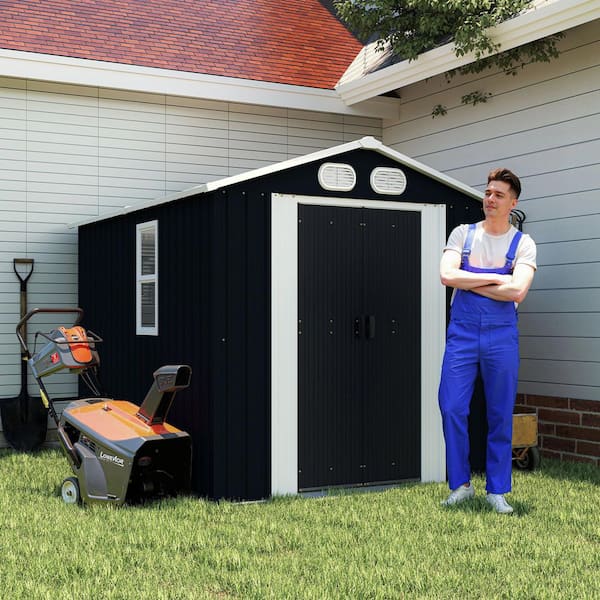 JUJABU 6 ft. W x 8 ft. D Outdoor Metal Storage Shed with Lockable