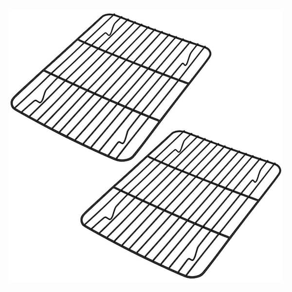 Nonstick Stainless Steel Black Wire Cooling Rack Set Bakeable Oven Safe for Roasting Grilling Meat 2-Pack
