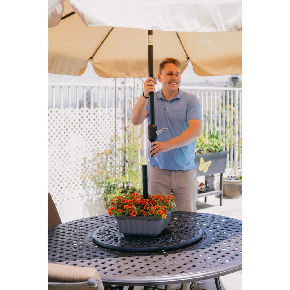 Gray Square HDPE Outdoor Planter with Drainage Holes
