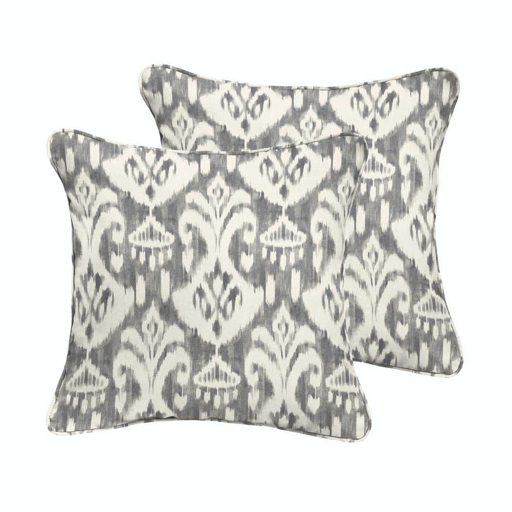 Rivoli Graphite Square Outdoor Throw Pillow (2-Pack)