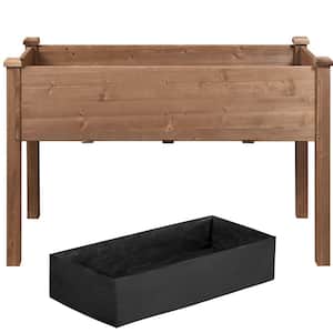 47.5 in. L x 23.5 in. W x 30 in. H Wooden Rectangle Planter Raised Bed for Garden,  Dark Brown
