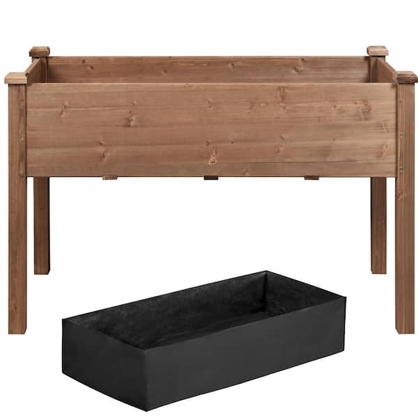 Yaheetech 47.5 in. L x 23.5 in. W x 30 in. H Wooden Rectangle Planter Raised Bed for Garden,  Dark Brown