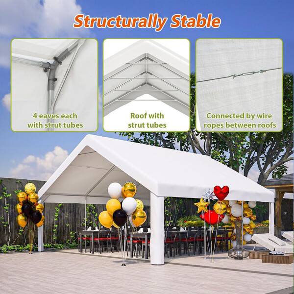 VAMOP 20 ft. x 20 ft. White Party Tent with Removable Sidewalls