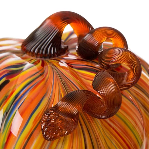 Glitzhome 8.66 in. D x 6.69 in. H Multi-Striped Glass Large