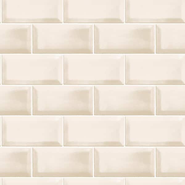 Unbranded Metro Tile Beige Matte Finish Vinyl on Non-Woven Non-Pasted Wallpaper Roll