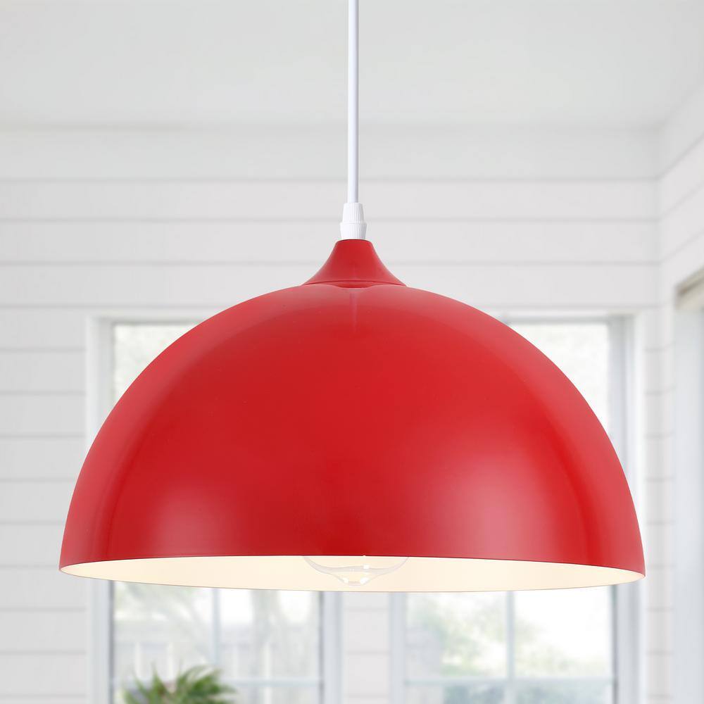 Red Metal Dome Adjustable Pendant Light