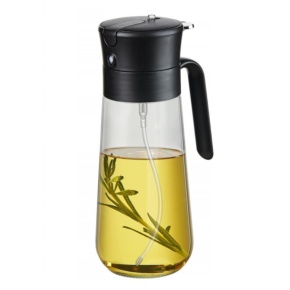 2 in. 1 Glass Olive Oil Dispenser Bottle Oil Sprayer 18 oz. for Kitchen Coo