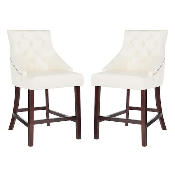 SAFAVIEH Eleni 41 in. White Wooden Counter Stool (Set of 2)