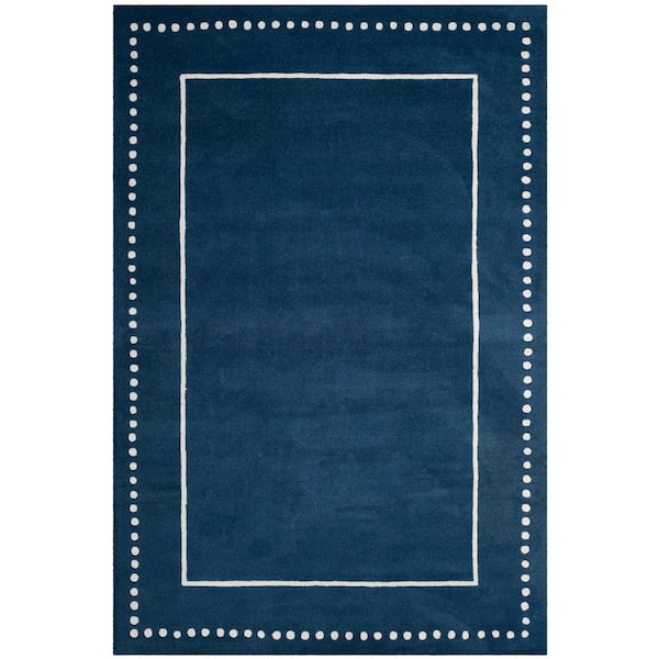 Bella Navy Blue/Ivory 5 ft. x 8 ft. Border Area Rug