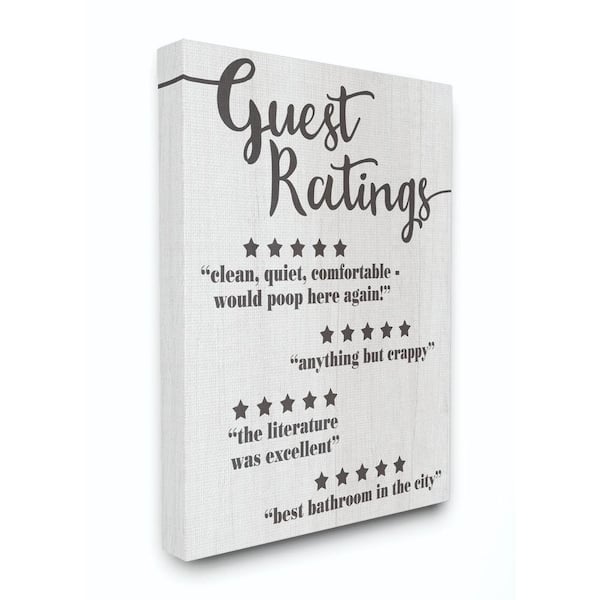 Stupell Industries 16 in. x 20 in. "Five Star Bathroom Black And White Wood" by Daphne Polselli Canvas Wall Art