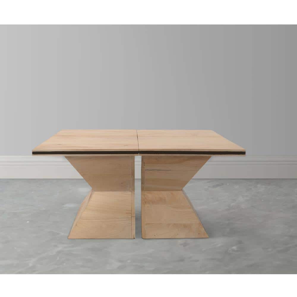 Handcrafted Square Mango Wood and Iron Split Coffee Table