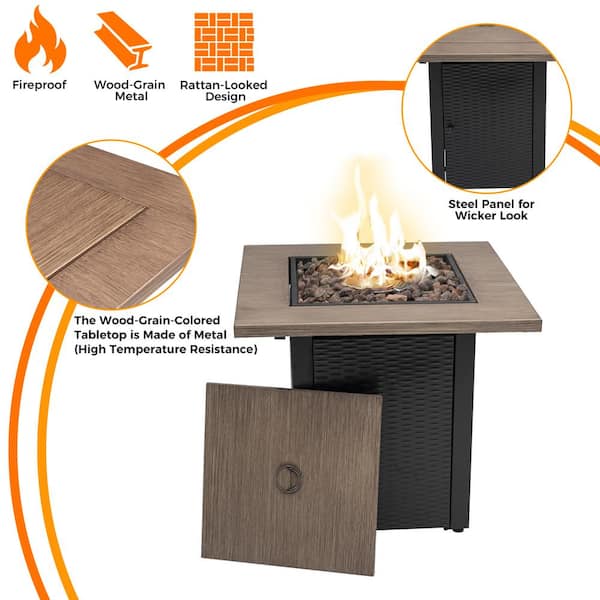 Square Outdoor Propane Fire Pit Table, Natural Gas Fire Pit Panel