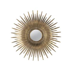 28.3 in. W x 28.3 in. H in Retro Design Gold Finish Sunburst Metal Wall Mirror Decorative Mirror for Bedroom/Hallway