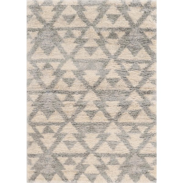 Rune Ivory/Light Gray 8 ft. x 10 ft. Geometric Cabin Lodge Area Rug