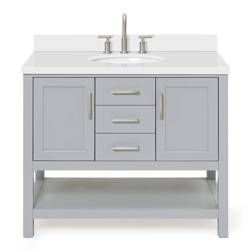 ARIEL Bayhill 43 In. W X 22 In. D X 36 In. H Bath Vanity In Grey With ...