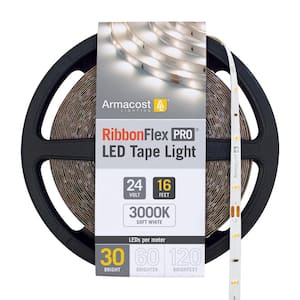 RibbonFlex Pro 16.4 ft. (5M) 24-Volt LED Tape Light, Soft Bright White (3000), 30 LEDs/M