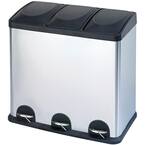 16 gal. 3 Compartment Stainless Steel Trash and Recycling Bin
