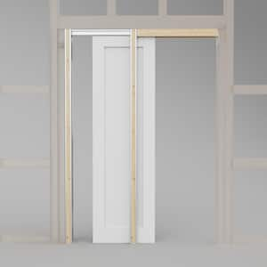 24 in. x 80 in. Paneled Blank White Primed MDF Pocket Sliding Door with Pocket Door Hardware Kit (Soft Close Included)