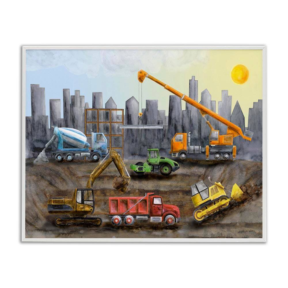 Construction Trucks Skyline by Brett Blumenthal White Framed Typography Giclee Art Print 16 in. x 20 in. price history on PriceWatchPro