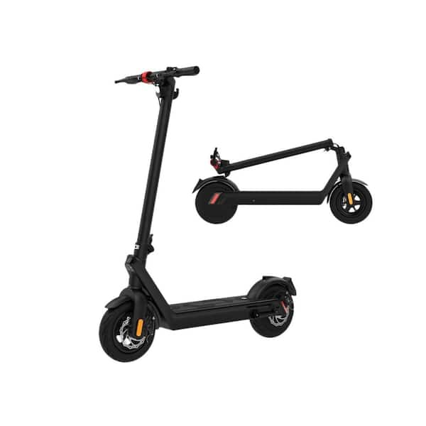 Afoxsos Black X9 10 in. Plus 500-Watt 36-Volt Electric Scooter with Explosion-Proof Tires, Wide Pedals, Double Disc Brakes