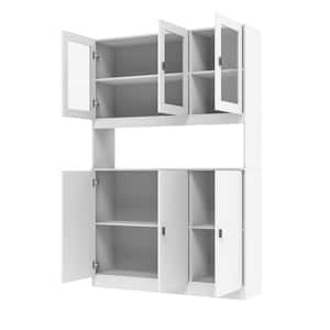 White Wood Storage Cabinet Buffet and Hutch Combination Cabinet With Shelves (162 Cabinet)