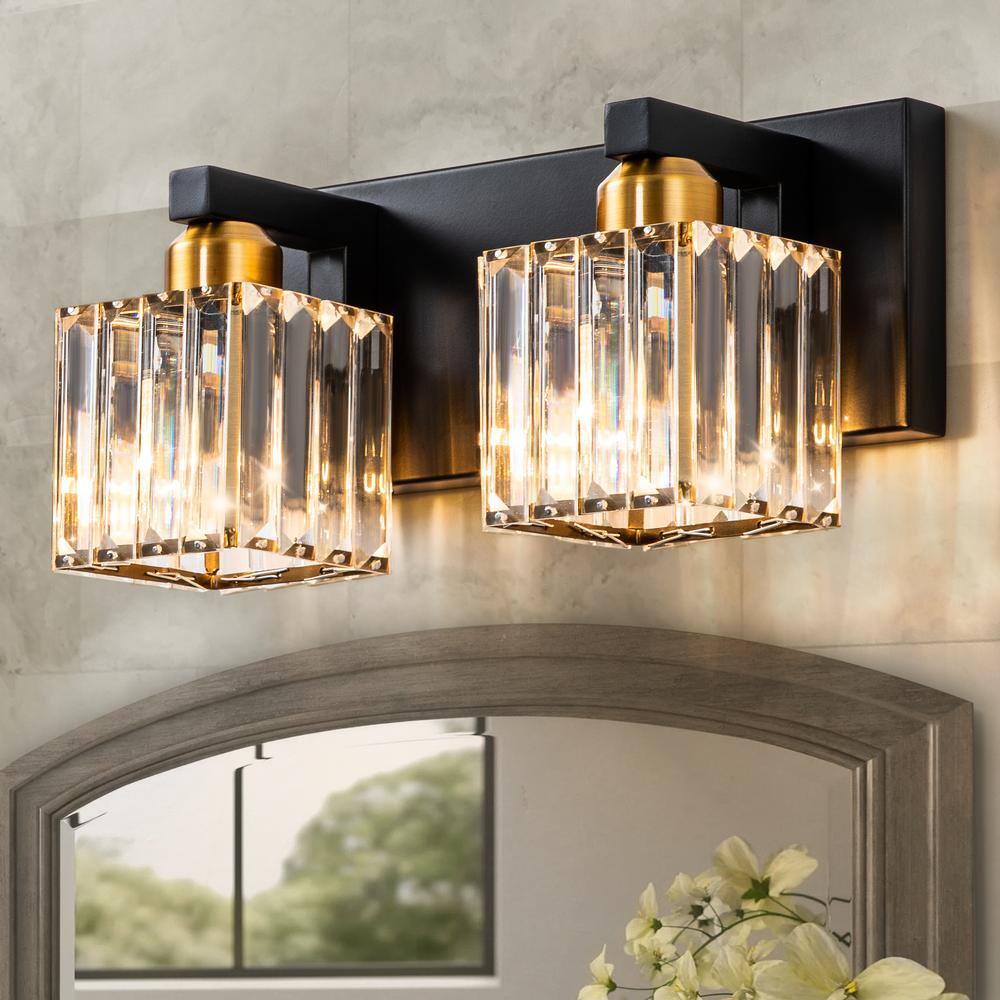 EDISLIVE Orillia 11.8 in. 2-Light Black & Gold Bathroom Vanity Light ...