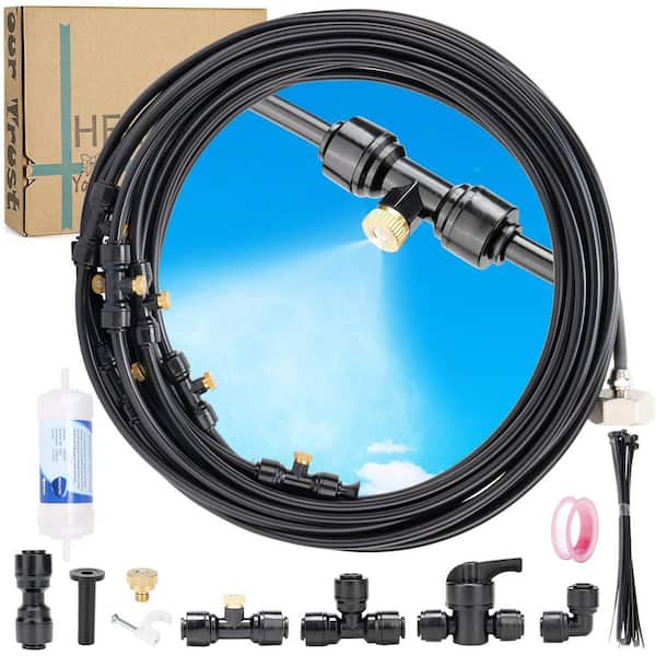 Misopily 88 ft. Misting System with Filter, 37 Brass Misting Nozzles, Brass Adapter 3/4 in. for Cooling Garden and Patios