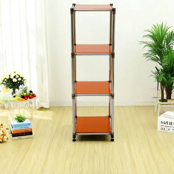 4-Tier Heavy Duty Stainless steel Storage Shelving Unit, 100 lbs./Shelf for Indoor/Outdoor Organization in Orange