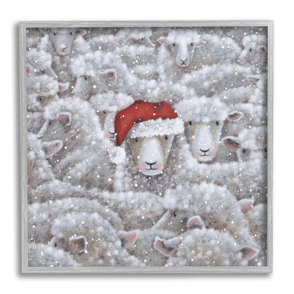 Sheep with Santa Hat by Nicola Mason 1-Piece Framed Graphic Print Animal Poster Art Print 12 in. x 12 in. price history on PriceWatchPro